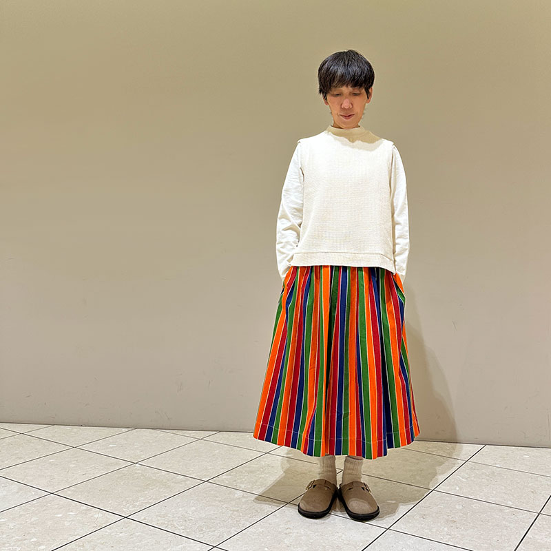 ティグルブロカンテ レインボーストライプ フィセルロングスカート