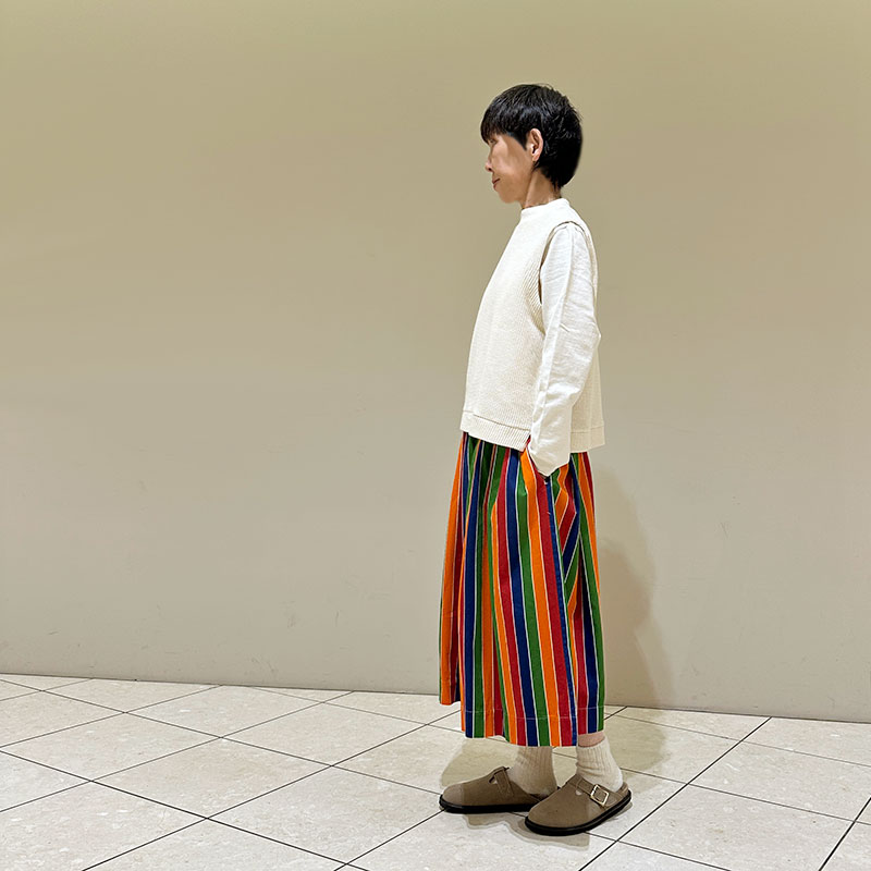 ティグルブロカンテ レインボーストライプ フィセルロングスカート