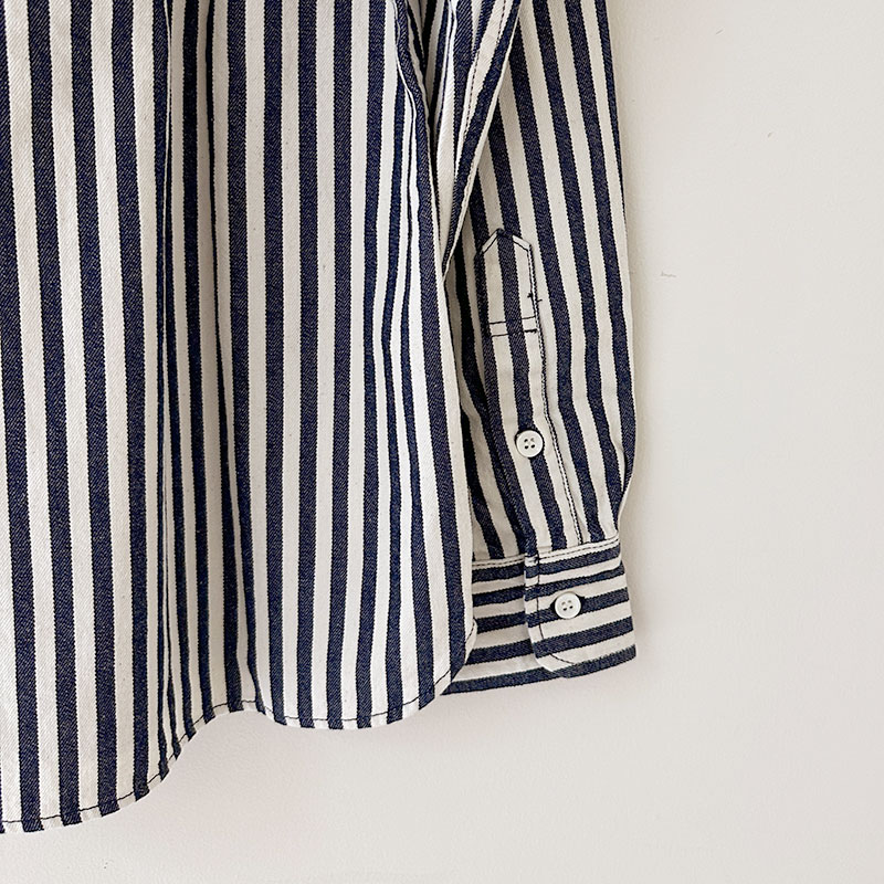 ティグルブロカンテ ヒッコリースタンドカラーL/S シャツ　unisex　