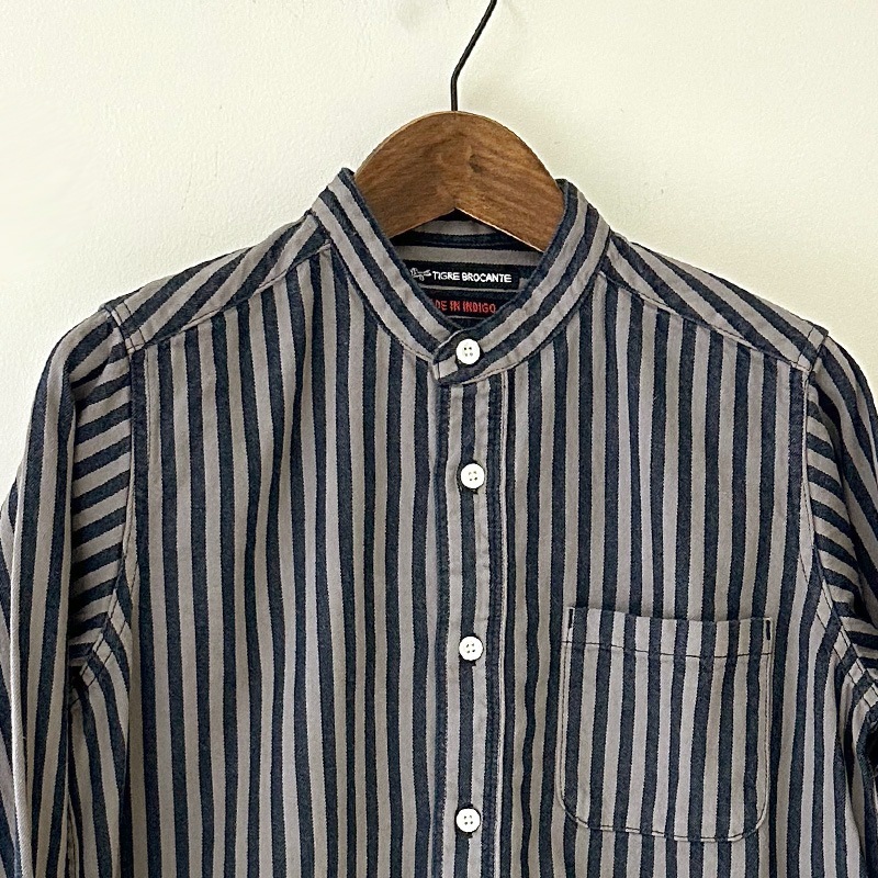 ティグルブロカンテ ヒッコリースタンドカラーL/S シャツ　unisex　