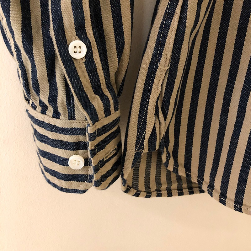 ティグルブロカンテ ヒッコリースタンドカラーL/S シャツ　unisex　