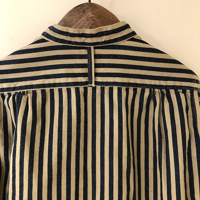 ティグルブロカンテ ヒッコリースタンドカラーL/S シャツ　unisex　