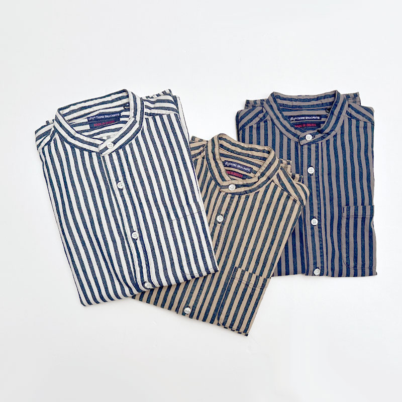 ティグルブロカンテ ヒッコリースタンドカラーL/S シャツ　unisex　