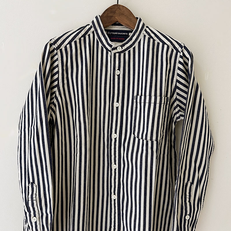 ティグルブロカンテ ヒッコリースタンドカラーL/S シャツ　unisex　