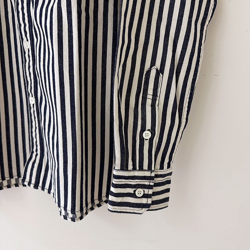 ティグルブロカンテ ヒッコリースタンドカラーL/S シャツ　unisex　