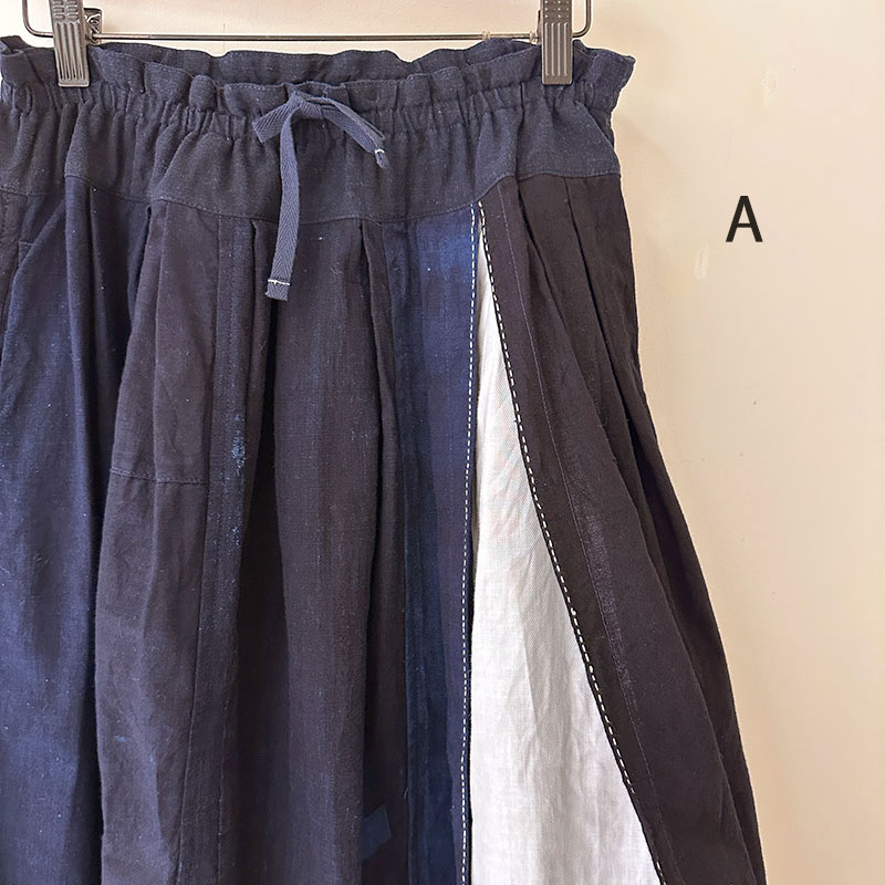 ティグルブロカンテ　藍の古布シリーズ　スリットスカート ティグルブロカンテ 藍の古布 スリットロングスカート Indigo