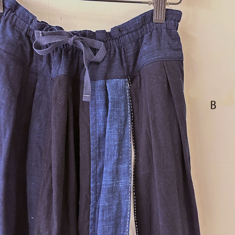 ティグルブロカンテ 藍の古布 スリットロングスカート Indigo