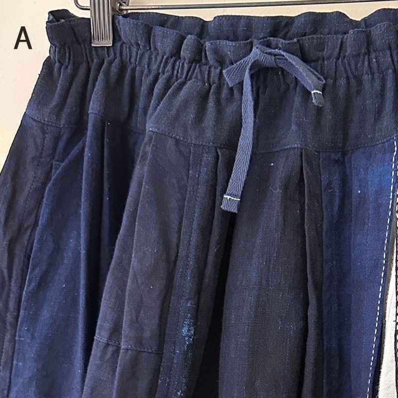 ティグルブロカンテ　藍の古布シリーズ　スリットスカート ティグルブロカンテ 藍の古布 スリットロングスカート Indigo