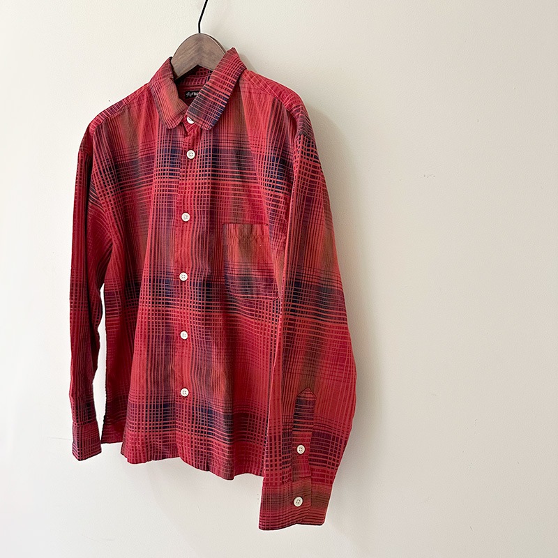 ティグルブロカンテ サテンランダムCK ラウンドカラーベニスビーチシャツ unisex Red