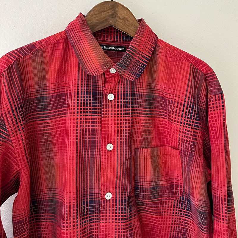 ティグルブロカンテ サテンランダムCK ラウンドカラーベニスビーチシャツ unisex Red