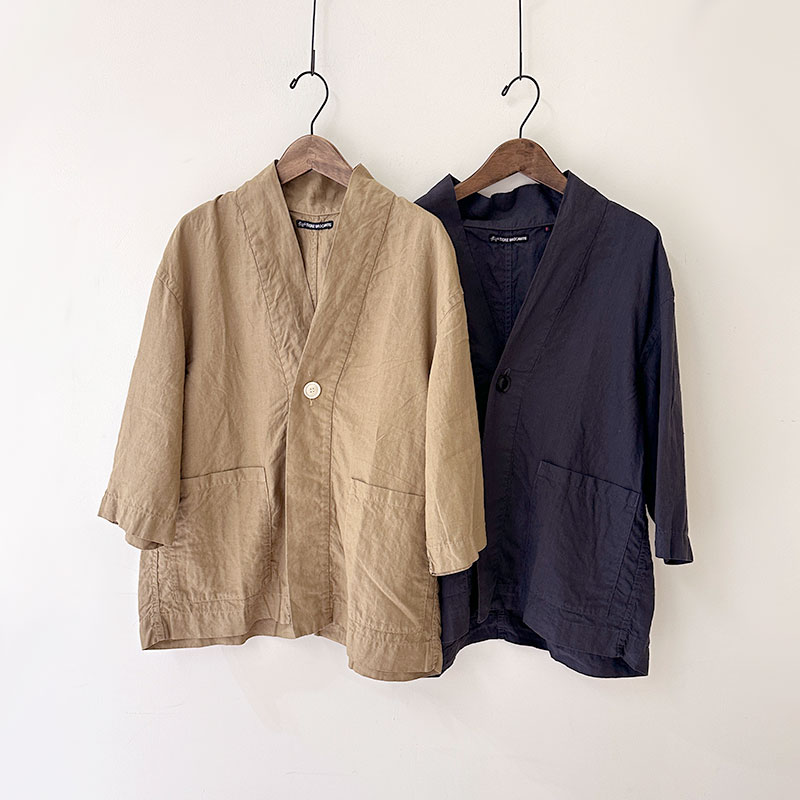 ティグルブロカンテ 80高密度リネン キモノ7分袖シャツ unisex