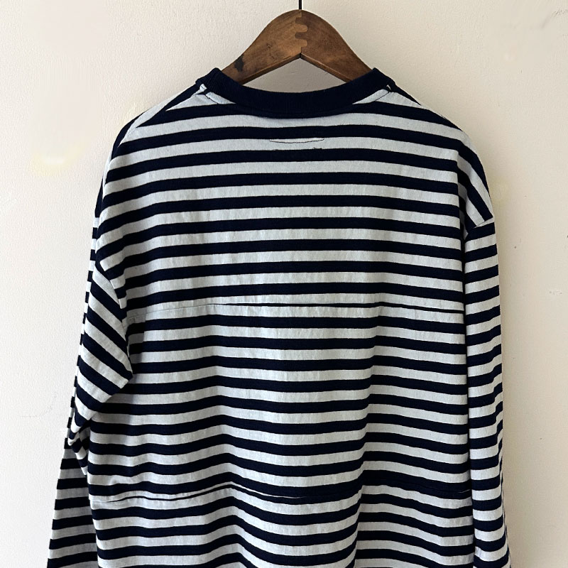 ティグルブロカンテ Indigoボーダー天竺 ボースン9分袖T unisex