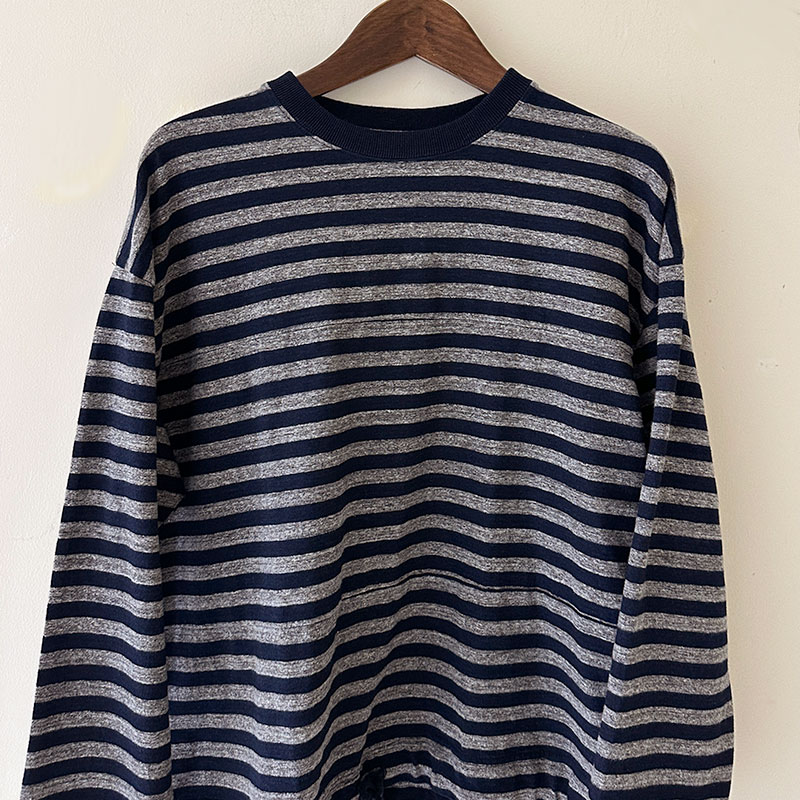 ティグルブロカンテ Indigoボーダー天竺 ボースン9分袖T unisex