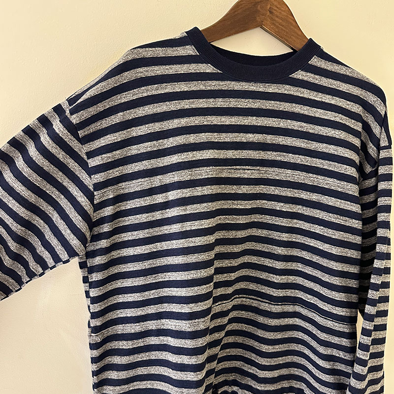 ティグルブロカンテ Indigoボーダー天竺 ボースン9分袖T unisex