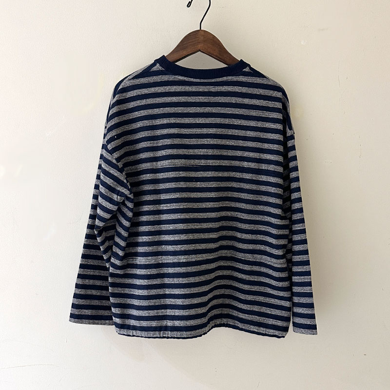 ティグルブロカンテ Indigoボーダー天竺 ボースン9分袖T unisex