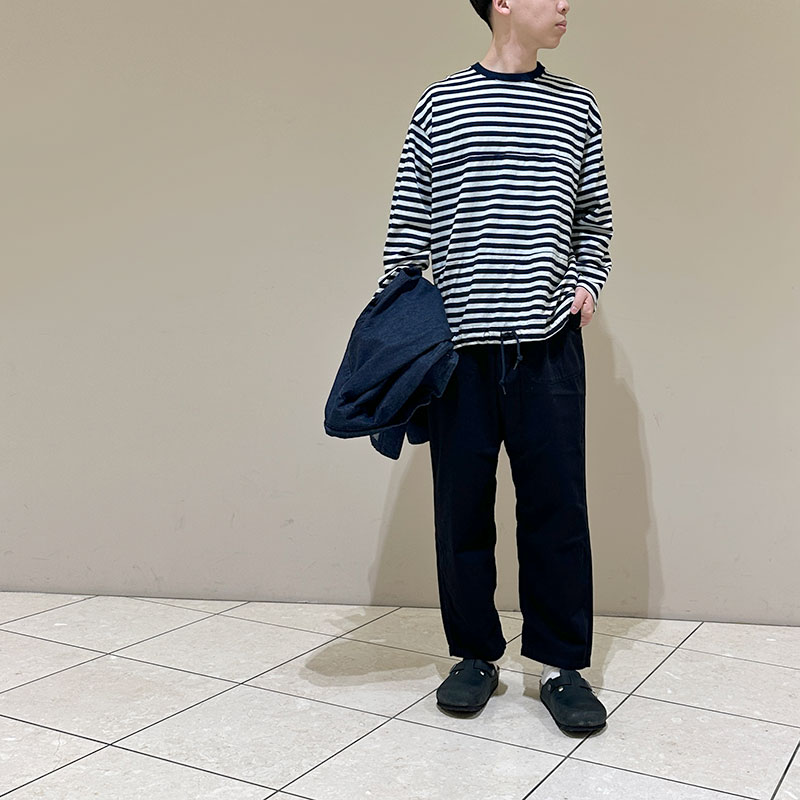 ティグルブロカンテ Indigoボーダー天竺 ボースン9分袖T unisex