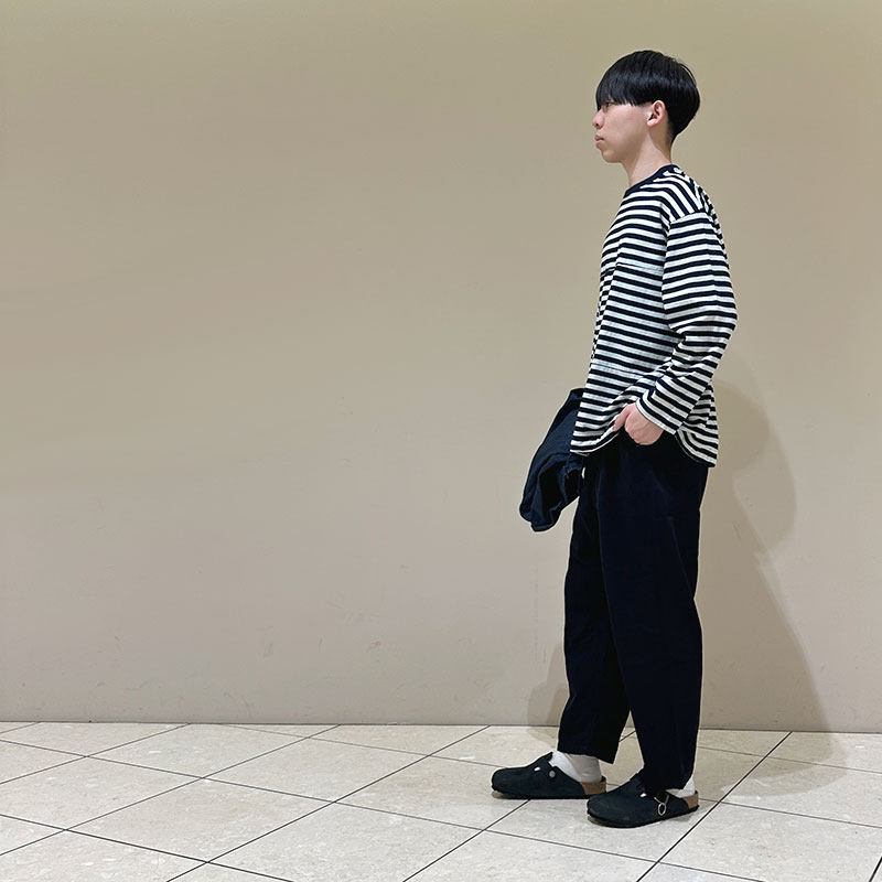 ティグルブロカンテ Indigoボーダー天竺 ボースン9分袖T unisex