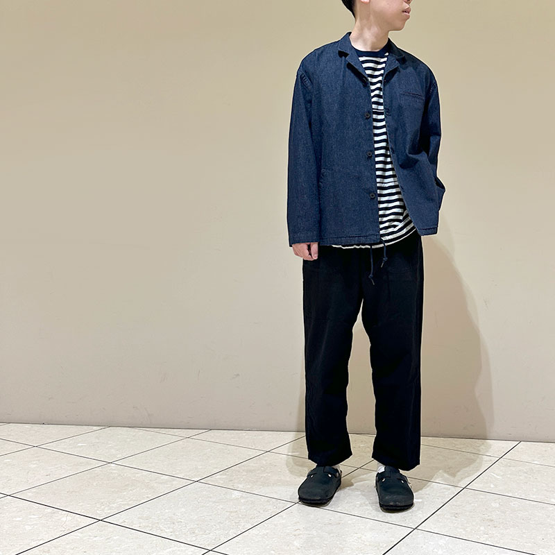 ティグルブロカンテ Indigoボーダー天竺 ボースン9分袖T unisex