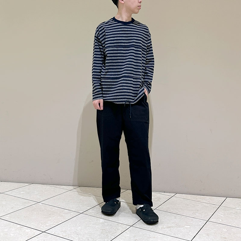 ティグルブロカンテ Indigoボーダー天竺 ボースン9分袖T unisex