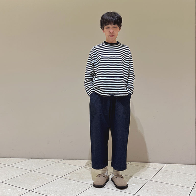 ティグルブロカンテ Indigoボーダー天竺 ボースン9分袖T unisex