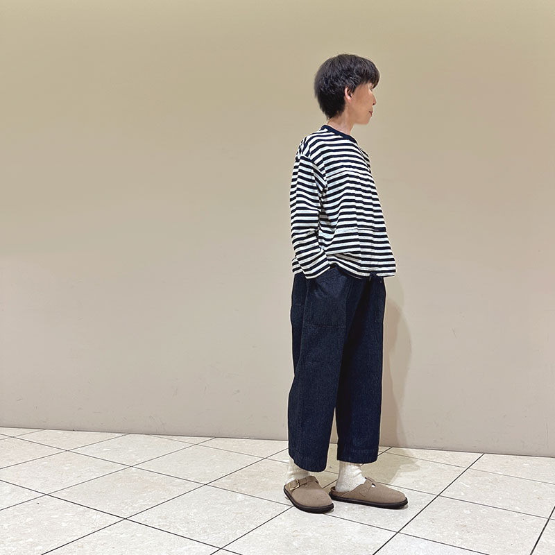 ティグルブロカンテ Indigoボーダー天竺 ボースン9分袖T unisex