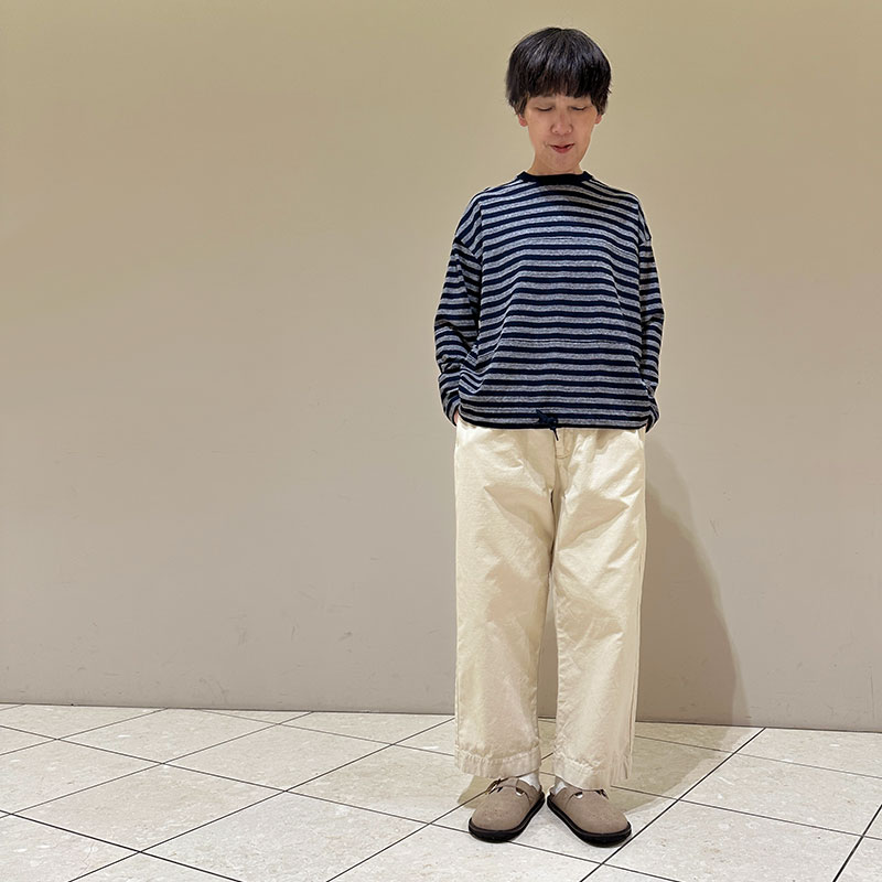 ティグルブロカンテ Indigoボーダー天竺 ボースン9分袖T unisex