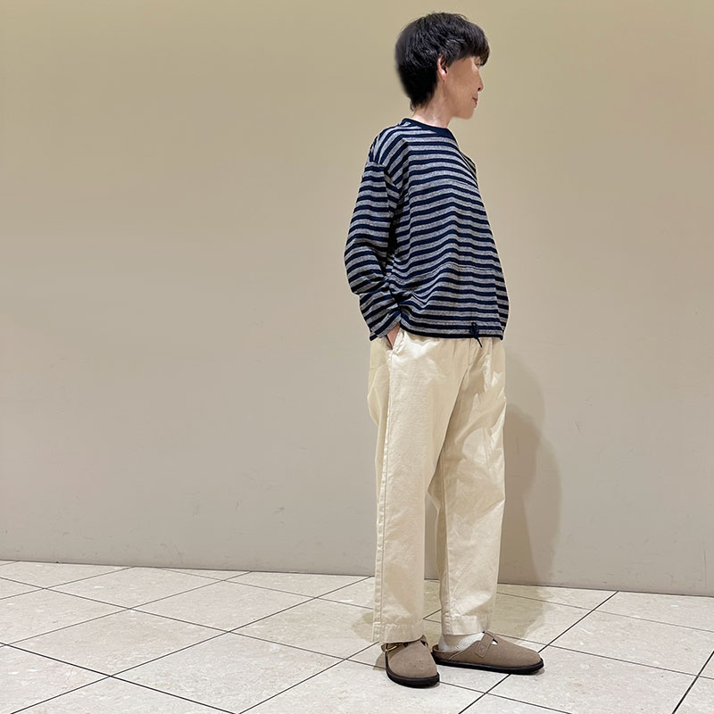 ティグルブロカンテ Indigoボーダー天竺 ボースン9分袖T unisex