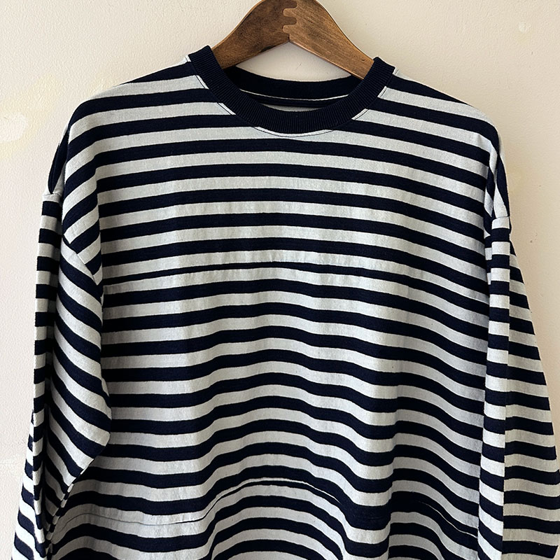 ティグルブロカンテ Indigoボーダー天竺 ボースン9分袖T unisex