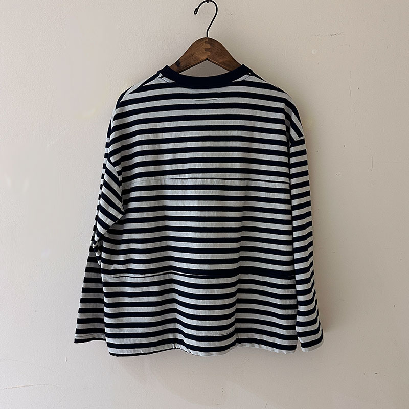 ティグルブロカンテ Indigoボーダー天竺 ボースン9分袖T unisex