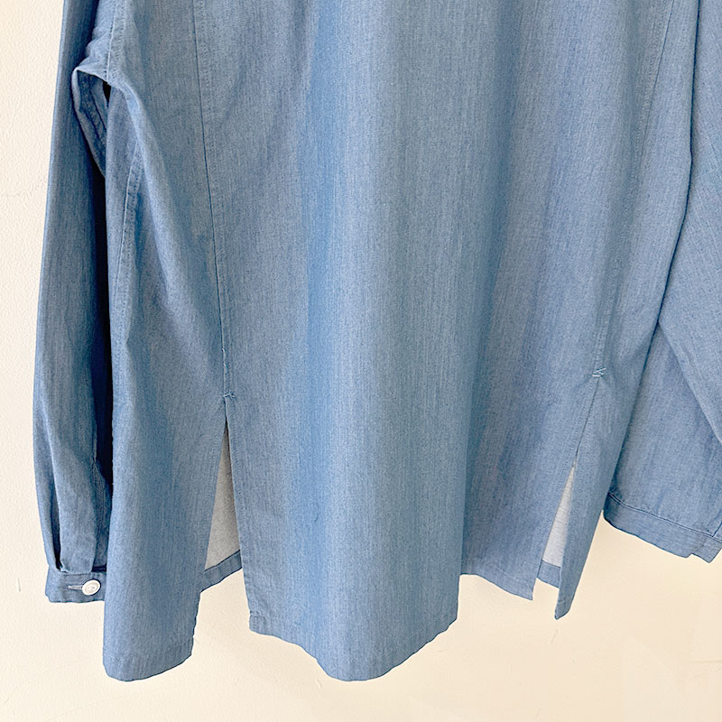 ティグルブロカンテ 4ozツイルライトデニム バックスリットシャツ Light Indigo