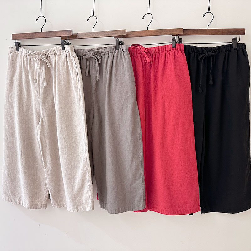 ティグルブロカンテ コットンリネンツイル ギャザーワイドパンツ