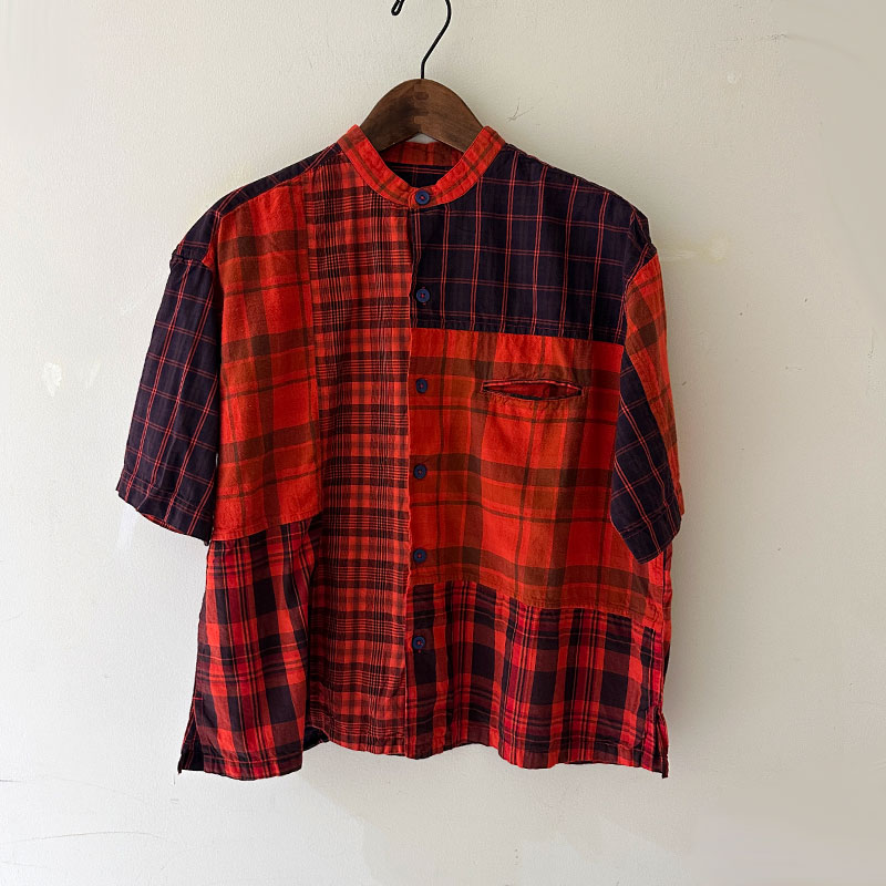 ティグルブロカンテ マドラスチェックMIX ベニススタンドS/S シャツ unisex