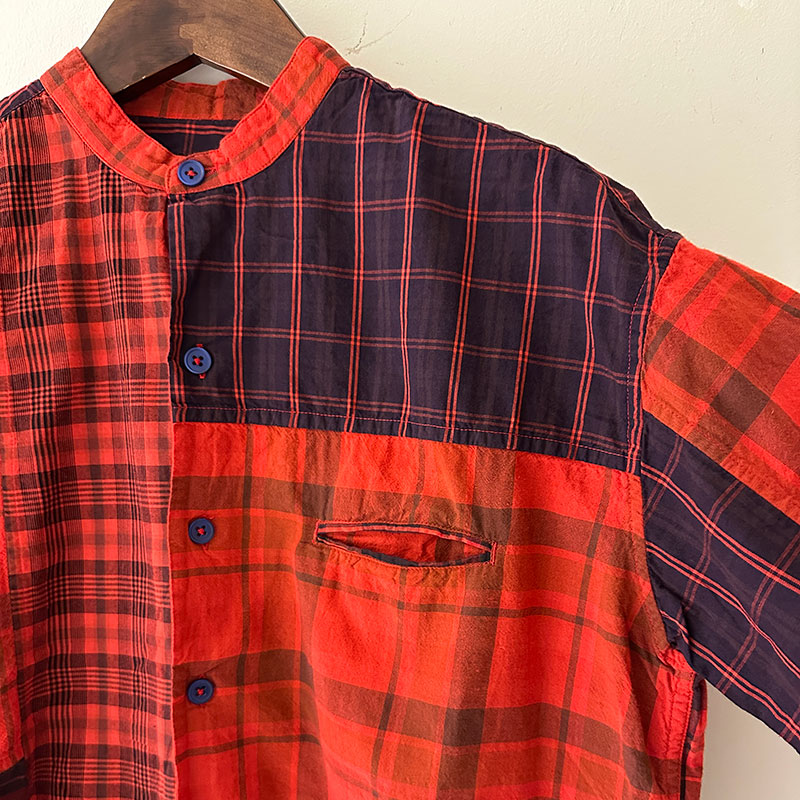 ティグルブロカンテ マドラスチェックMIX ベニススタンドS/S シャツ unisex