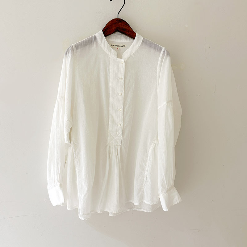 ティグルブロカンテ 80/1コットンローン INDIAブラウス White