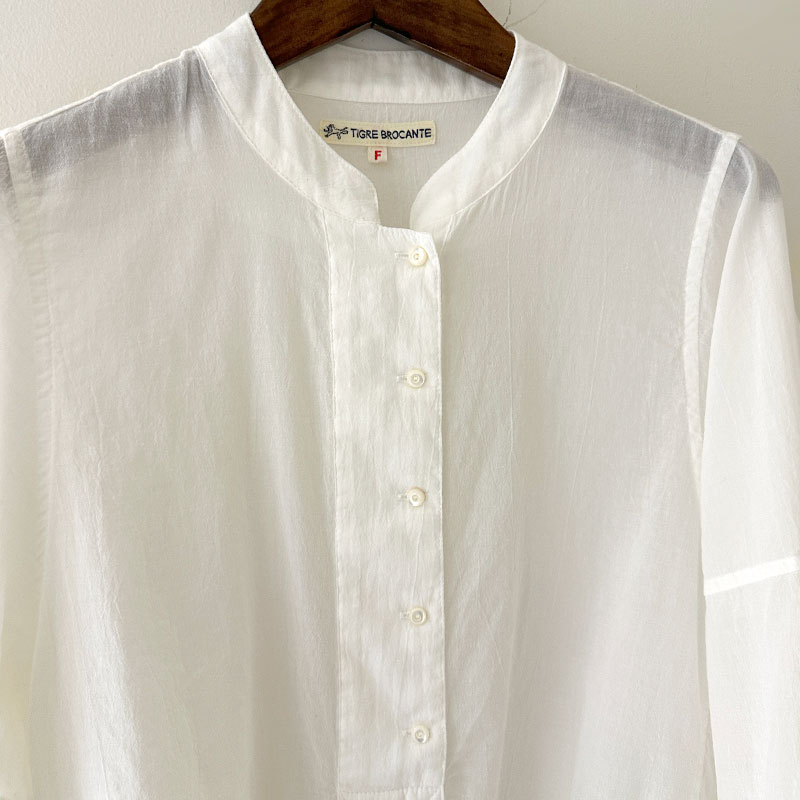 ティグルブロカンテ 80/1コットンローン INDIAブラウス White