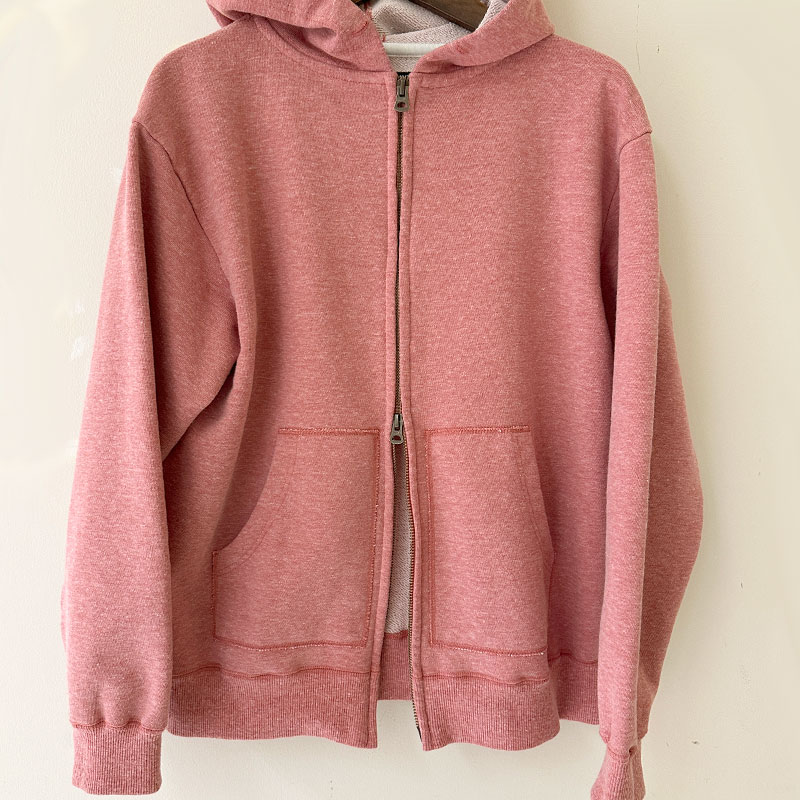 ティグルブロカンテ シモフリライト裏毛 オープンZipパーカー unisex Pink
