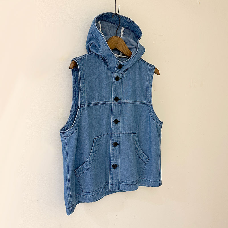 ティグルブロカンテ 7ozデニム カンガルーベスト unisex Fade