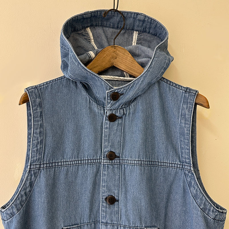 ティグルブロカンテ 7ozデニム カンガルーベスト unisex Fade