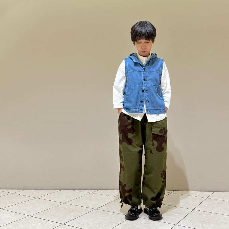 ティグルブロカンテ 7ozデニム カンガルーベスト unisex Fade