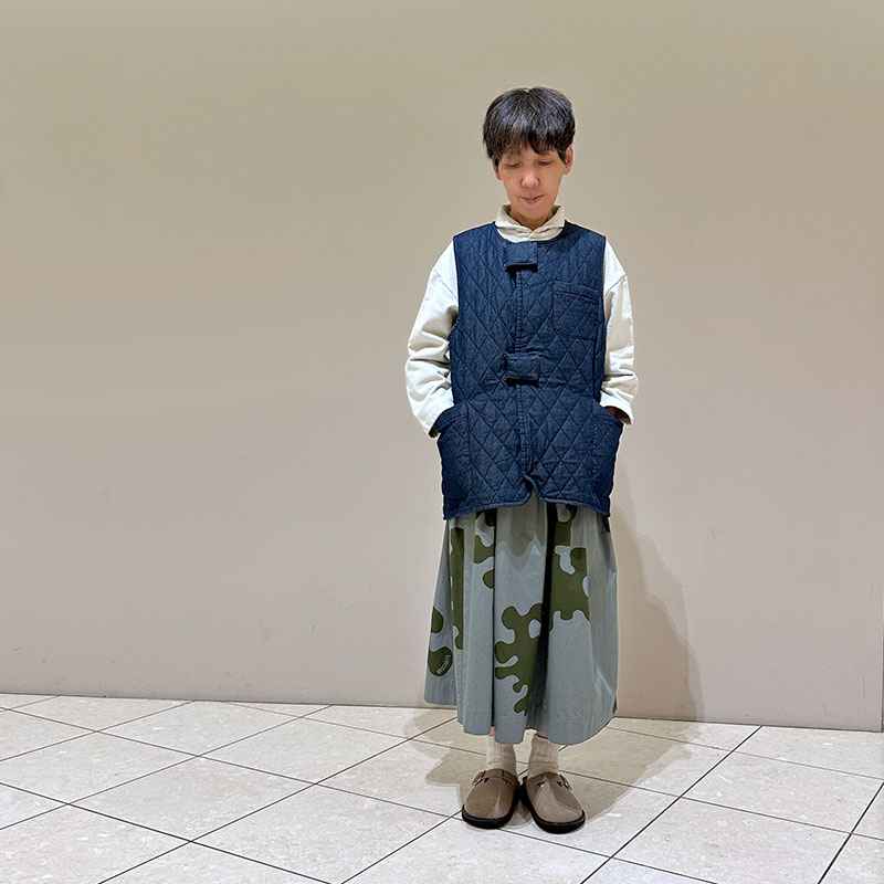 【サイズok】ティグルブロカンテ 7ozデニムキルティング ファスニングテープベスト Indigo