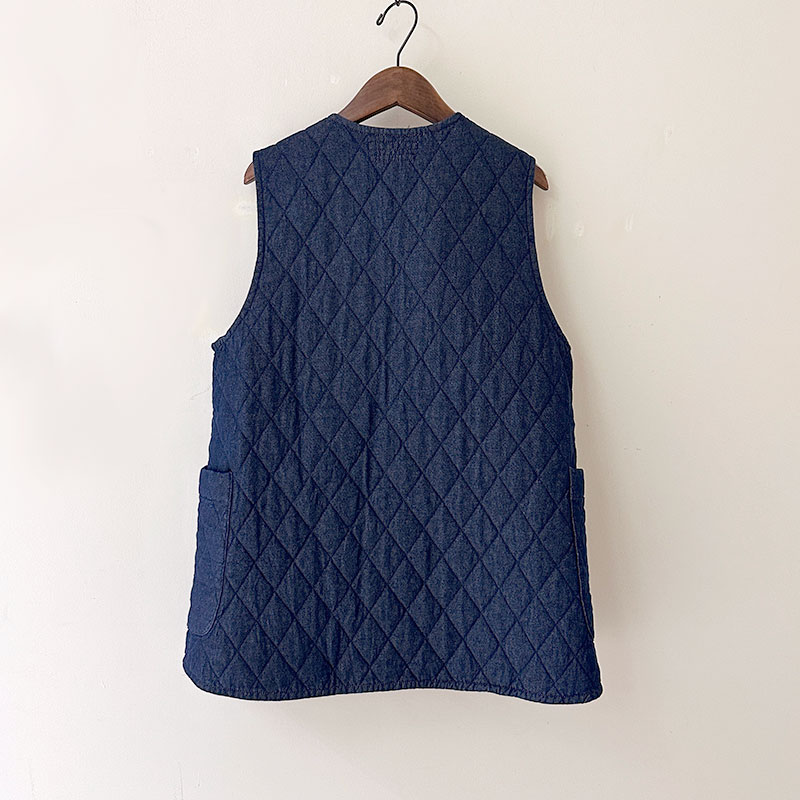 【サイズok】ティグルブロカンテ 7ozデニムキルティング ファスニングテープベスト Indigo