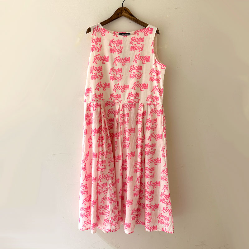 ティグルブロカンテ TIGREブロックプリント ギャザータックN/S ワンピース