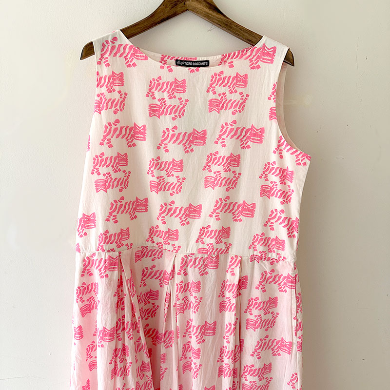 ティグルブロカンテ TIGREブロックプリント ギャザータックN/S ワンピース