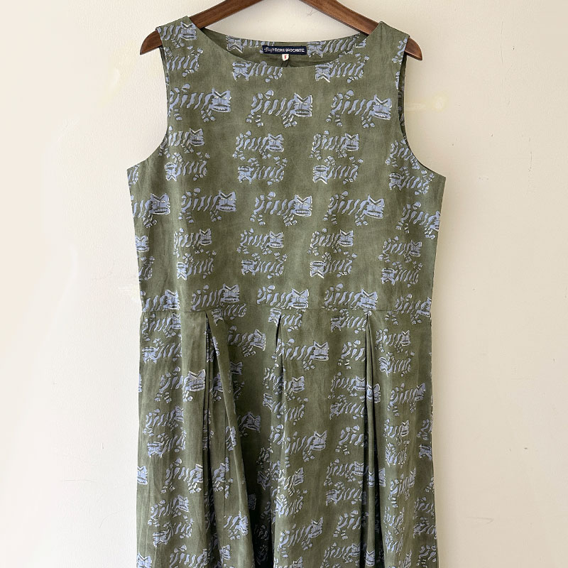 ティグルブロカンテ TIGREブロックプリント ギャザータックN/S ワンピース