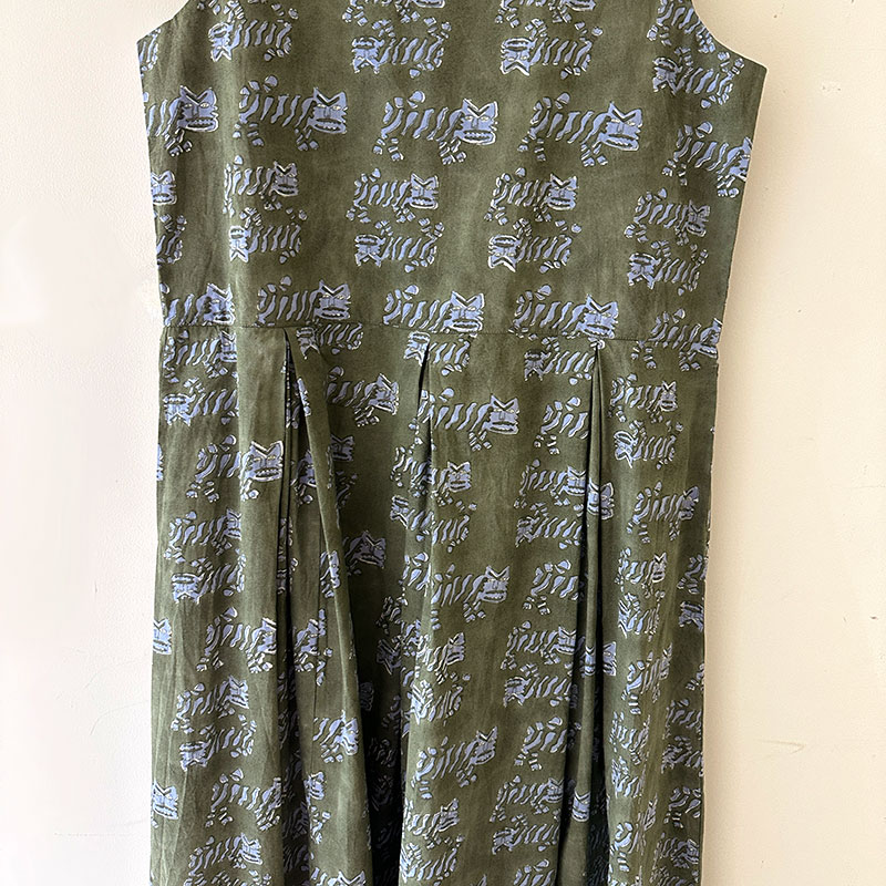 ティグルブロカンテ TIGREブロックプリント ギャザータックN/S ワンピース