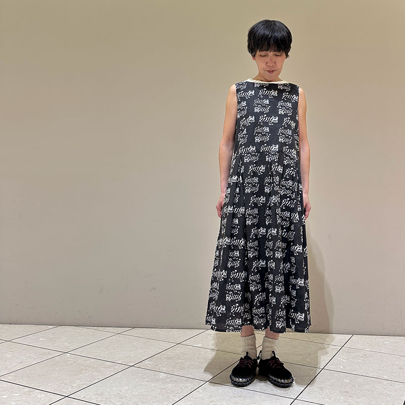 ティグルブロカンテ TIGREブロックプリント ギャザータックN/S ワンピース