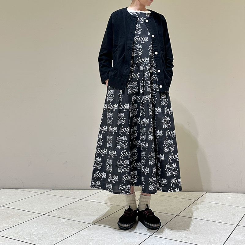 ティグルブロカンテ TIGREブロックプリント ギャザータックN/S ワンピース