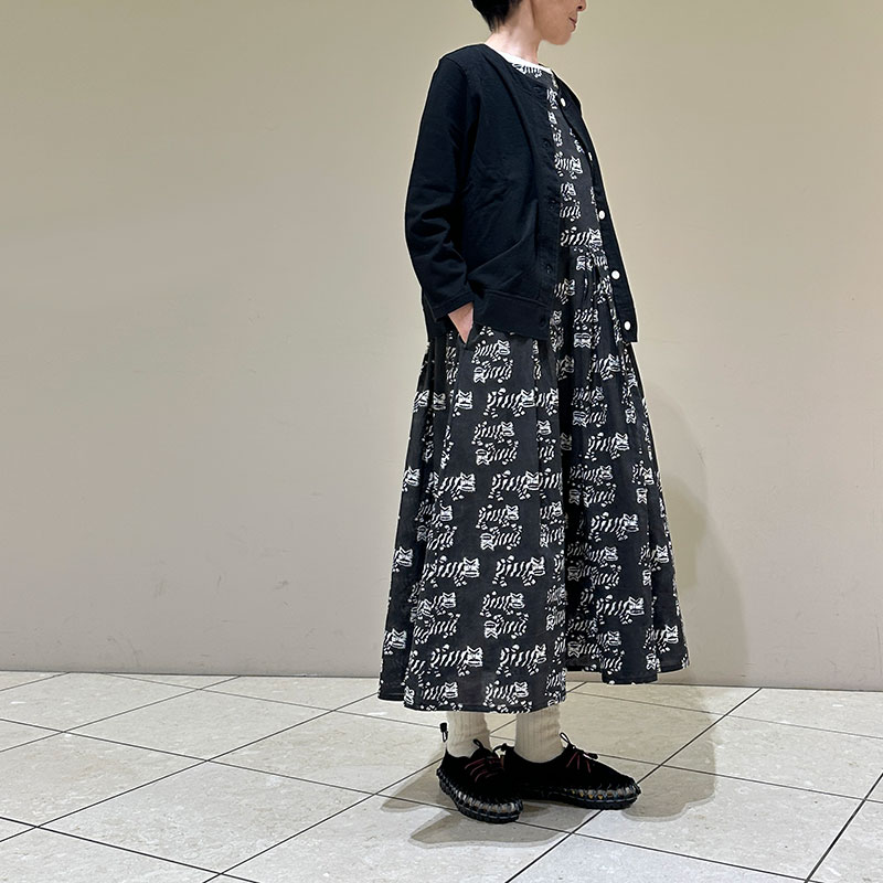 ティグルブロカンテ TIGREブロックプリント ギャザータックN/S ワンピース