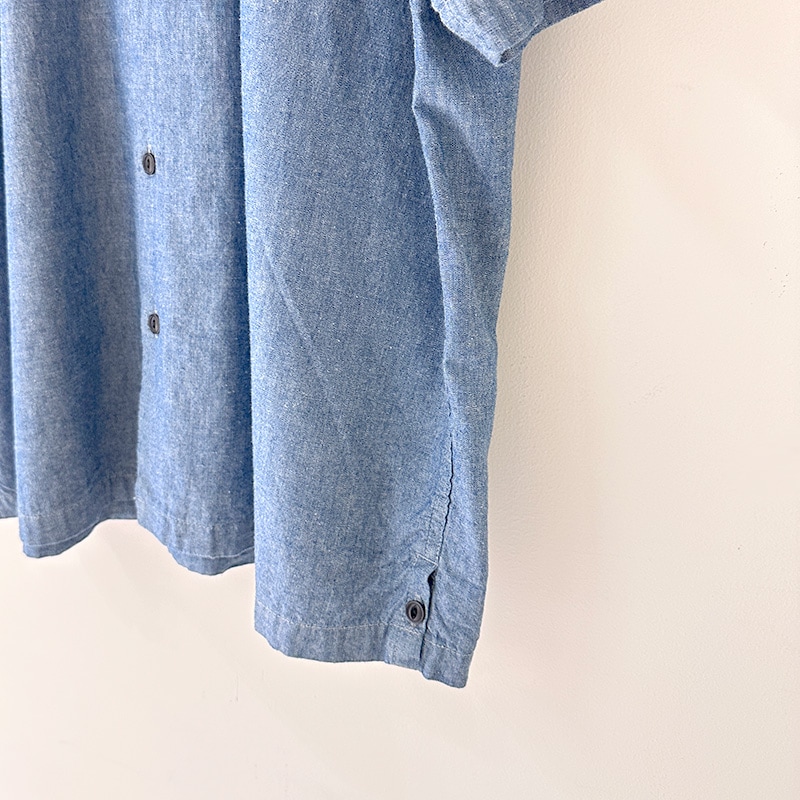 ティグルブロカンテ The world will be one刺繍シャンブレー ベニスS/S シャツ unisex indigo