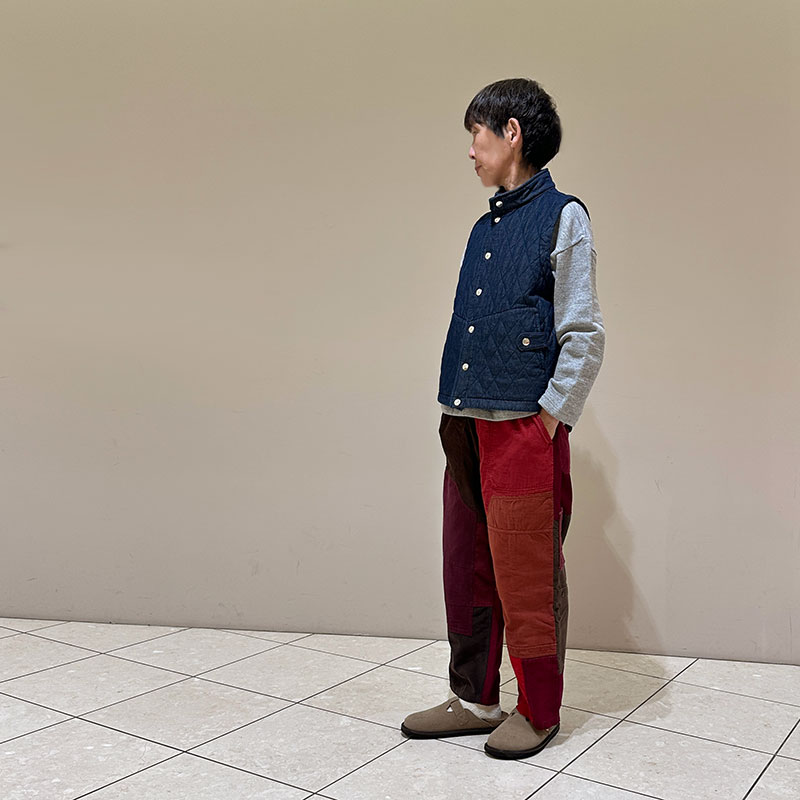 ティグルブロカンテ 7ozデニムキルティング Hiネックスナップベスト unisex Indigo